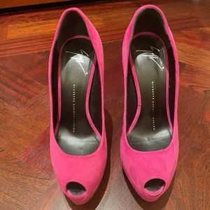 Pink suede Giuseppe Zanotti high heels.